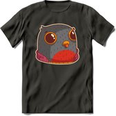 Casual duif T-Shirt Grappig | Dieren vogels Kleding Kado Heren / Dames | Animal Skateboard Cadeau shirt - Donker Grijs - 3XL
