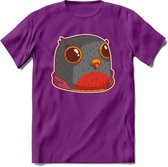 Casual duif T-Shirt Grappig | Dieren vogels Kleding Kado Heren / Dames | Animal Skateboard Cadeau shirt - Paars - L