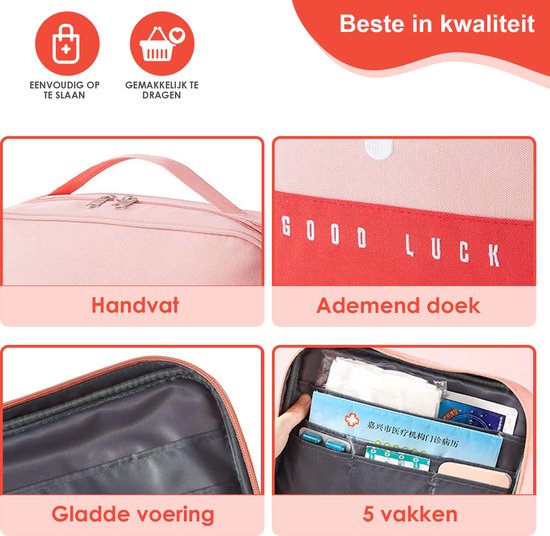 Premiers secours Good Luck - Trousse de Premiers secours soins - Trousse de toilette - Rose - Imperméable - Multifonctionnel - Portable