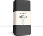 Hoeslaken Loom One – 100% Katoen Jersey – 130x200 cm – épaisseur matelas jusqu'à 23cm – 160 g/m² – Anthracite