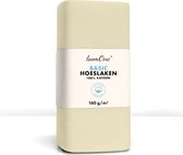 Loom One Hoeslaken – 100% Jersey Katoen – 120x200 cm – tot 25cm matrasdikte– 160 g/m² – Natural / Crème