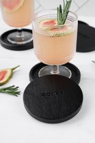 COOKX - Sous- Sous-verres pour Verres - 100% Chêne - Noir mat - 6 pièces