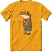 Casual kikker T-Shirt Grappig | Dieren reptiel Kleding Kado Heren / Dames | Animal Skateboard Cadeau shirt - Geel - XXL