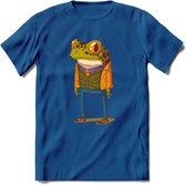 Casual kikker T-Shirt Grappig | Dieren reptiel Kleding Kado Heren / Dames | Animal Skateboard Cadeau shirt - Donker Blauw - XXL