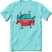 Casual monsters T-Shirt Grappig | Dieren Kleding Kado Heren / Dames | Animal Skateboard Cadeau shirt - Licht Blauw - M