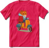 Casual scooter kat T-Shirt Grappig | Dieren katten Kleding Kado Heren / Dames | Animal Skateboard Cadeau shirt - Roze - S