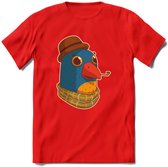 Opa papegaai T-Shirt Grappig | Dieren vogel Kleding Kado Heren / Dames | Animal Skateboard Cadeau shirt - Rood - XXL