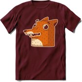 Friendly fox T-Shirt Grappig | Dieren vos Kleding Kado Heren / Dames | Animal Skateboard Cadeau shirt - Burgundy - XL