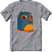 Strik duif T-Shirt Grappig | Dieren vogel Kleding Kado Heren / Dames | Animal Skateboard Cadeau shirt - Donker Grijs - Gemaleerd - L