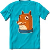 Casual vos T-Shirt Grappig | Dieren Kleding Kado Heren / Dames | Animal Skateboard Cadeau shirt - Blauw - S