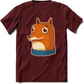 Casual vos T-Shirt Grappig | Dieren Kleding Kado Heren / Dames | Animal Skateboard Cadeau shirt - Burgundy - XL