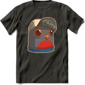 Chirp vogel T-Shirt Grappig | Dieren Kleding Kado Heren / Dames | Animal Skateboard Cadeau shirt - Donker Grijs - M