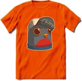 Chirp vogel T-Shirt Grappig | Dieren Kleding Kado Heren / Dames | Animal Skateboard Cadeau shirt - Oranje - XXL