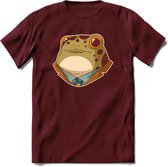 casual kikker T-Shirt Grappig | Dieren reptiel Kleding Kado Heren / Dames | Animal Skateboard Cadeau shirt - Burgundy - XXL