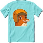 Safety fox T-Shirt Grappig | Dieren vos Kleding Kado Heren / Dames | Animal Skateboard Cadeau shirt - Licht Blauw - S