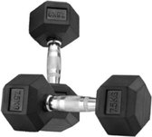 Bol.com Hexagon Dumbbell - 1 x 75 KG - Zilver / Zwart - Fitness / Crossfit aanbieding