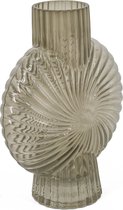 Glazen vaas schelp grijs - decoratie - Kolony - 16x8x20cm