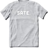 Sate - Snack T-Shirt | Grappig Verjaardag Kleding Cadeau | Eten En Snoep Shirt | Dames - Heren - Unisex Tshirt | - Licht Grijs - Gemaleerd - S