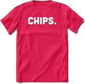 Chips - Snack T-Shirt | Grappig Verjaardag Kleding Cadeau | Eten En Snoep Shirt | Dames - Heren - Unisex Tshirt | - Roze - XXL
