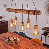 BELANIAN.NL - Vintage Hanglamp - Houten Hanglamp - Nedo Hanglamp Zwart Bruin 5-lichts - bruin zwart rechthoekige plafondlamp - E27 lichtbronnen interieur hanglamp eetkamer vintage