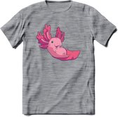 Schattig Axolotl T-Shirt Grappig | Dieren amfibieën Kleding Kado Heren / Dames | Animal Cadeau shirt - Donker Grijs - Gemaleerd - XXL