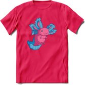 Schattig Axolotl T-Shirt Grappig | Dieren amfibieën Kleding Kado Heren / Dames | Animal Cadeau shirt - Roze - XXL