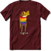 Casual gay pride kikker T-Shirt Grappig | Dieren reptiel Kleding Kado Heren / Dames | Animal Skateboard Cadeau shirt - Burgundy - XXL