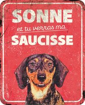 D&d waarschuwingsbord dachshund fr 25x20x0,3cm rood