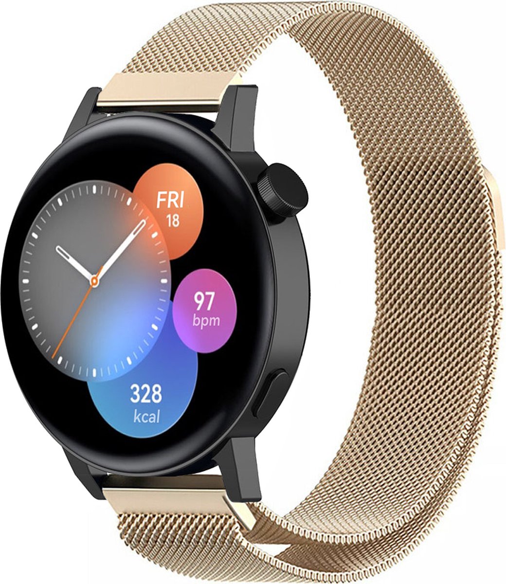 Strap-it Luxe Milanese bandje - geschikt voor Huawei Watch GT 2 42mm / GT 3 42mm / GT 3 Pro 43mm - champagne