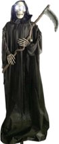 Halloween pop levensgrote bewegende en schreeuwende Grim Reaper (2 meter hoog)