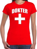 Dokter met kruis verkleed t-shirt rood voor dames - arts carnaval / feest shirt kleding / kostuum S