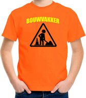 Bouwvakker met werkzaamheden icoon verkleed t-shirt oranje voor kinderen - Bouwvakkers carnaval / feest shirt kleding / kostuum 122/128