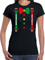 Carnaval t-shirt Mestreech bretels en strik voor dames - zwart - Maastricht - Carnavalsshirt / verkleedkleding XL