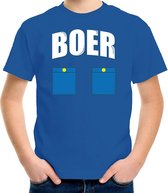 Boer met zakken icoon verkleed t-shirt blauw voor kinderen - Boeren carnaval / feest shirt kleding / kostuum 110/116