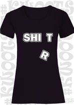 SHIT SHIRT dames shirt - Zwart - Maat L - korte mouwen - grappige teksten - leuke shirtjes - humor - quotes - kwoots - kado - cadeau