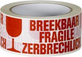 3 x Waarschuwingstape - Breekbaar -Fragile - 50 mm x 66 meter / Verpakkingstape + 10 Breekbaar/ fragile stickers