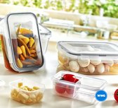 Vershouddoos - Vershoudbakjes Fresh Box - Keuken - 1,4 LT - Met druiprek - Grijs - Fruit - Groente - Magnetronbakje - Mealprepbakje - Bewaardoos