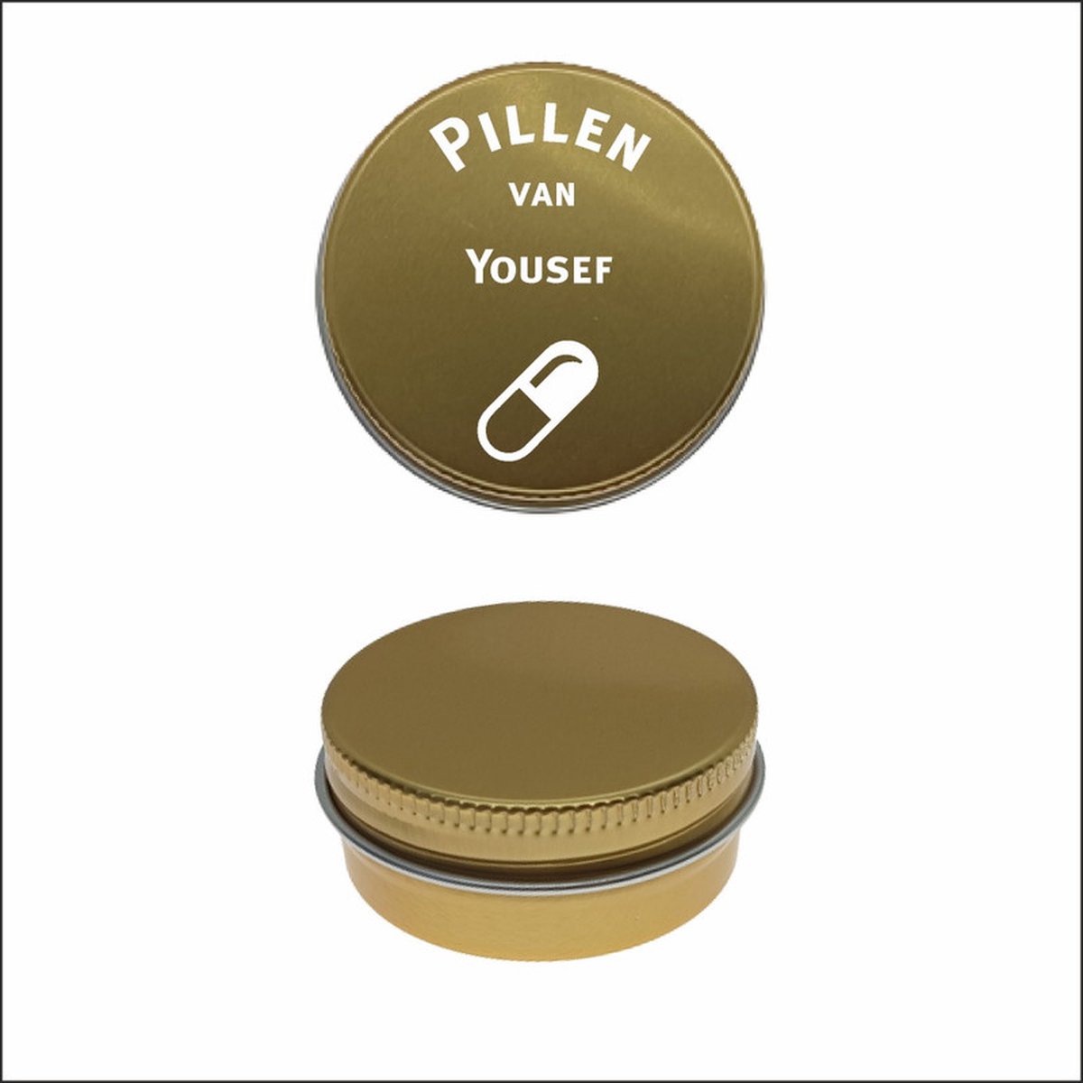 Goedkoopste Pillen Blikje Met Naam Gravering - Yousef