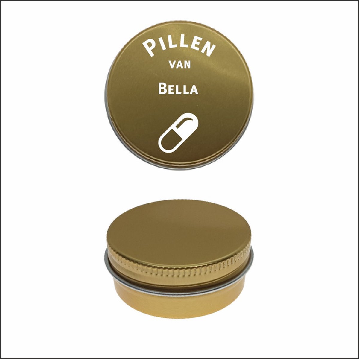 Goedkoopste Pillen Blikje Met Naam Gravering - Bella