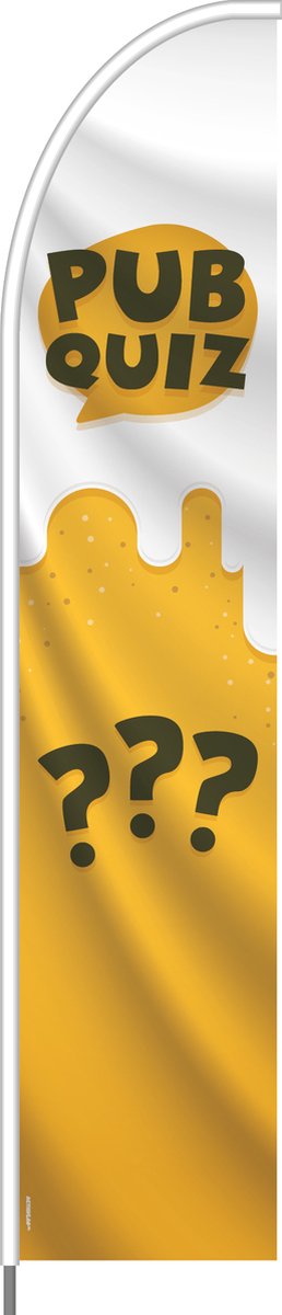 Actievlag Beachflag Pubquiz - Vlag met hengelsysteem en draagtas - 65x315cm