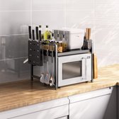 Palon Keuken Opbergrek - Keukenrek - Opslagrek - Past Op Magnetron - Kruidenrek - Organizer - Keuken Accessoires - Metaal - Zwart