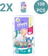 Bella Baby Happy Luiers Maat 6 Junior Extra 16+ kg (54 stuks), vochtindicator, Flexi Fit, premium kwaliteit luiers