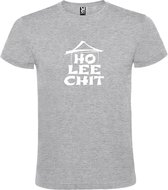 Grijs t-shirt met " Ho Lee Chit " print Wit size XXL