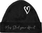 Babymutsje mrs steal your heart-newborn-0-3 mnd-Zwart-Wit