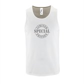 Witte Tanktop sportshirt met "Limited Special Edition" Print Zilver Size XXL