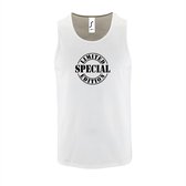 Witte Tanktop sportshirt met "Limited Special Edition" Print Zwart Size S