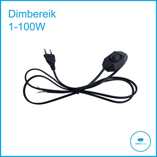 LED / Gloeilamp / Halogeen Snoer Dimmer 372Watt Zwarte