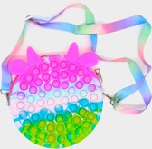 AMK Trading - Pop it handtas - Rainbow roze met schattige koe hoorns - XXL - Fidget bag - tas