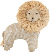 J-Line Leeuw Poly/Raffia Wit/Naturel Small Set van 2 stuks