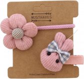 Haaraccessoires Kinderen - Konijn en Bloem - 2 Stuks - Roze